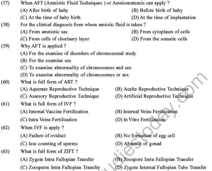 NEET Biology Reproductive Health MCQs Set A Multiple Choice Questions